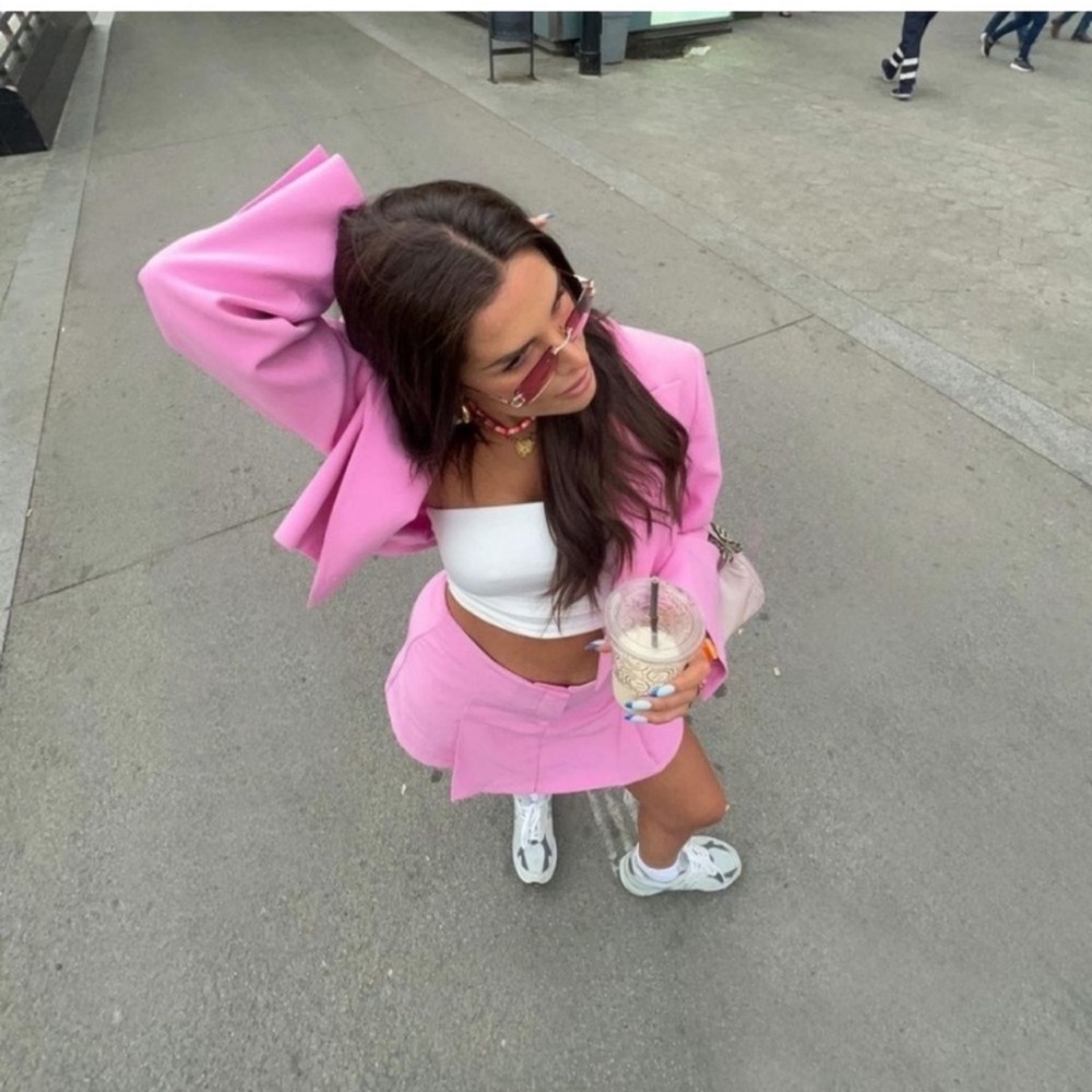 ZARA PINK CROP BLAZER - Picture 10 of 14